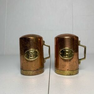 Vintage Copper/Brass Salt & Pepper Shaker Farmhouse Cottage Core Kitchen Decor